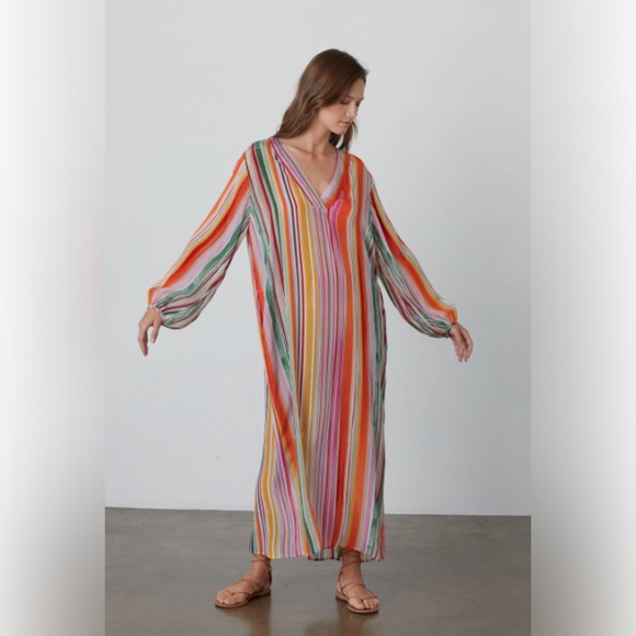 VELVET BY GRAHAM & SPENCER PIA DRESS Colorful Striped Maxi DressSz XS - Picture 2 of 7